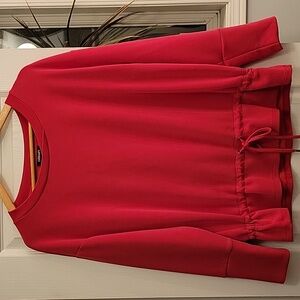 Olsen Cinched Jersey Sweater in Fuscia Red